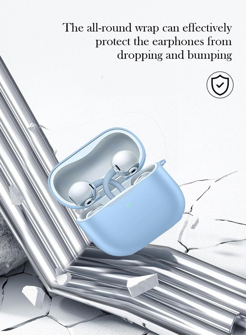 Adando for Huawei FreeClip 2 Case, Soft Silicone Protective Case for Women Men, Huawei FreeClip 2 Cases Cover Accessories with Keychain (Sky Blue) - Image 2